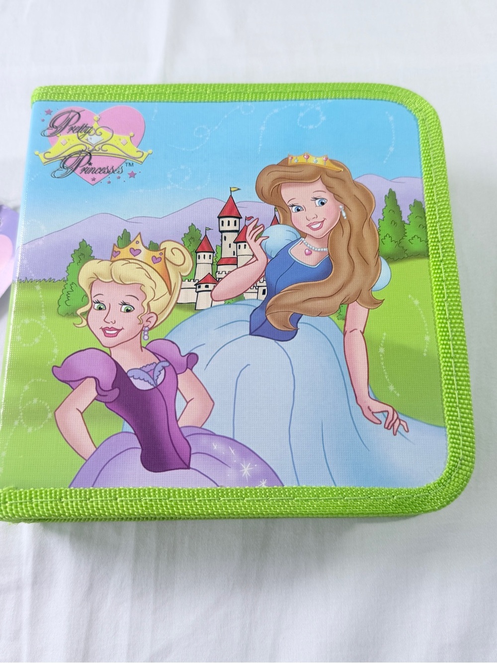 Pretty Princess Green Nylon CD/DVD/Blu-ray Zip Carry Case Wallet #76001